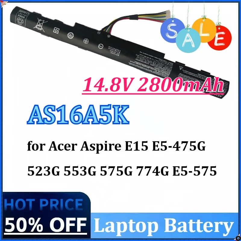 14.8V 2800mAh AS16A5K AS16A7K AS16A8K بطارية الكمبيوتر المحمول لشركة أيسر أسباير E15 E5-475G 523G 553G 575G 774G E5-575 E5-57 5-59QB N16Q1