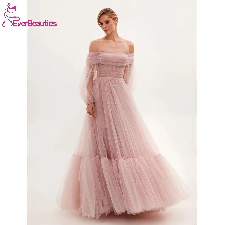 

Off Shoulder Tulle Puffy Prom Dresses for Women Long Sleeves Vestidos De Gala Party Dresses Vestidos Para Eventos Especiale