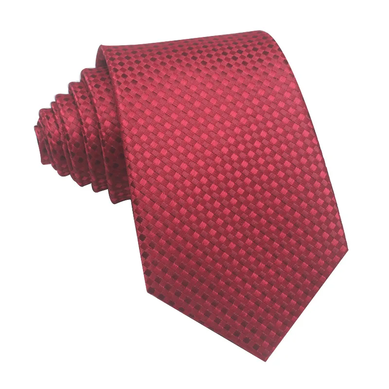 8CM polyester jacquard striped tie wholesale 7cm men\'s business tie casual red black blue