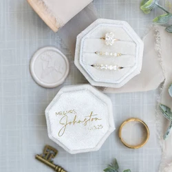 Custom Wedding Rings Box Triple Slot Octagon Velvet Ring Box Engagement Ring Box Personalized Wedding Ring Box Anniversary Gift