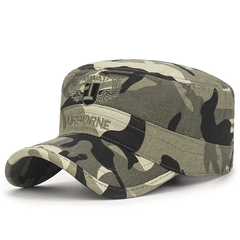 Gorra plana de camuflaje para hombre y mujer, gorro bordado de algodón, sombrilla de ocio, deportes al aire libre, temporada de primavera y otoño, nuevo