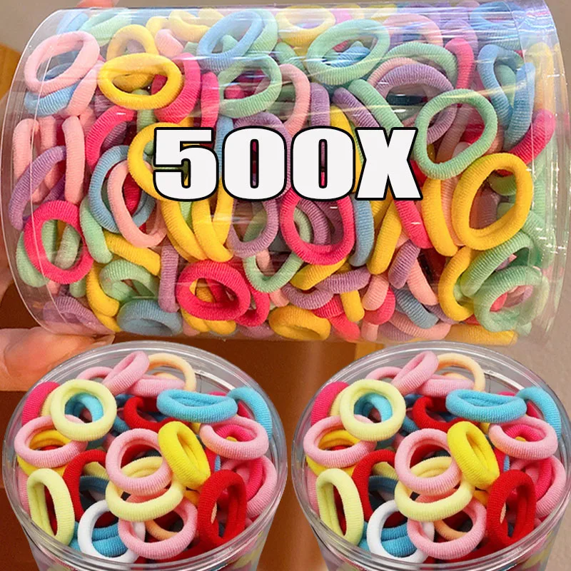 500/100pcs Colorful Nylon Elastic Hair Bands for Kids Nylon Scrunchie TiesRubber Band Elastic Hair Band Girl Hair Accessories