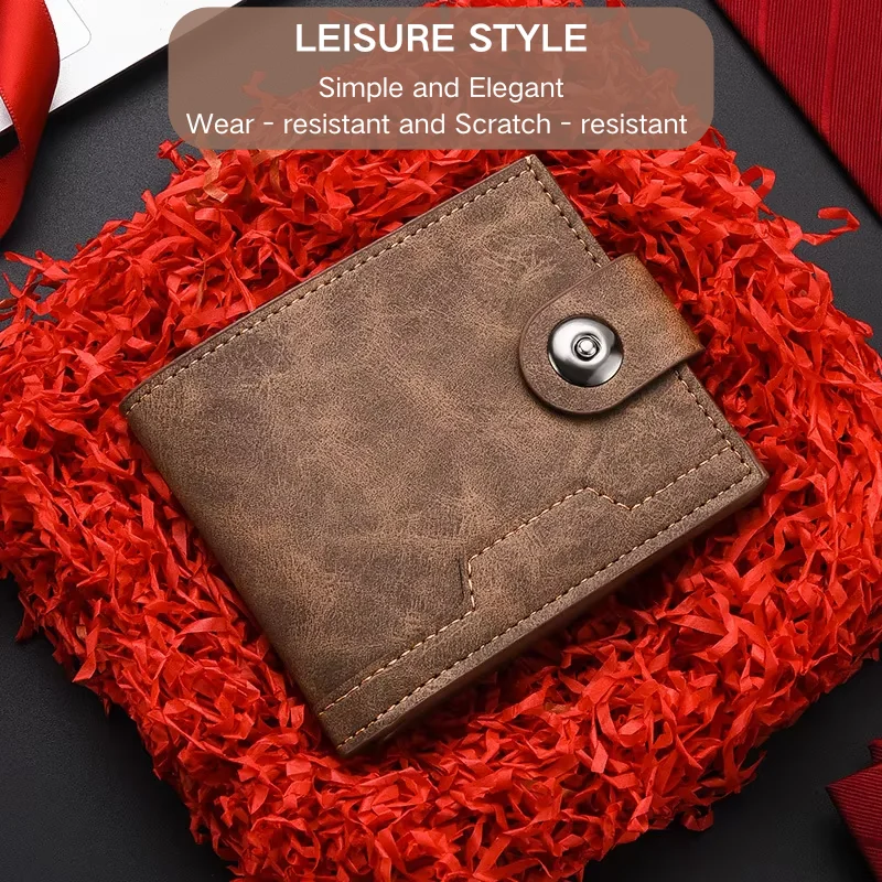 Men's Slim Wallet – Thin PU Leather with Multiple Card Slots, ID Window & Magnetic Snap, Lightweight and Durable