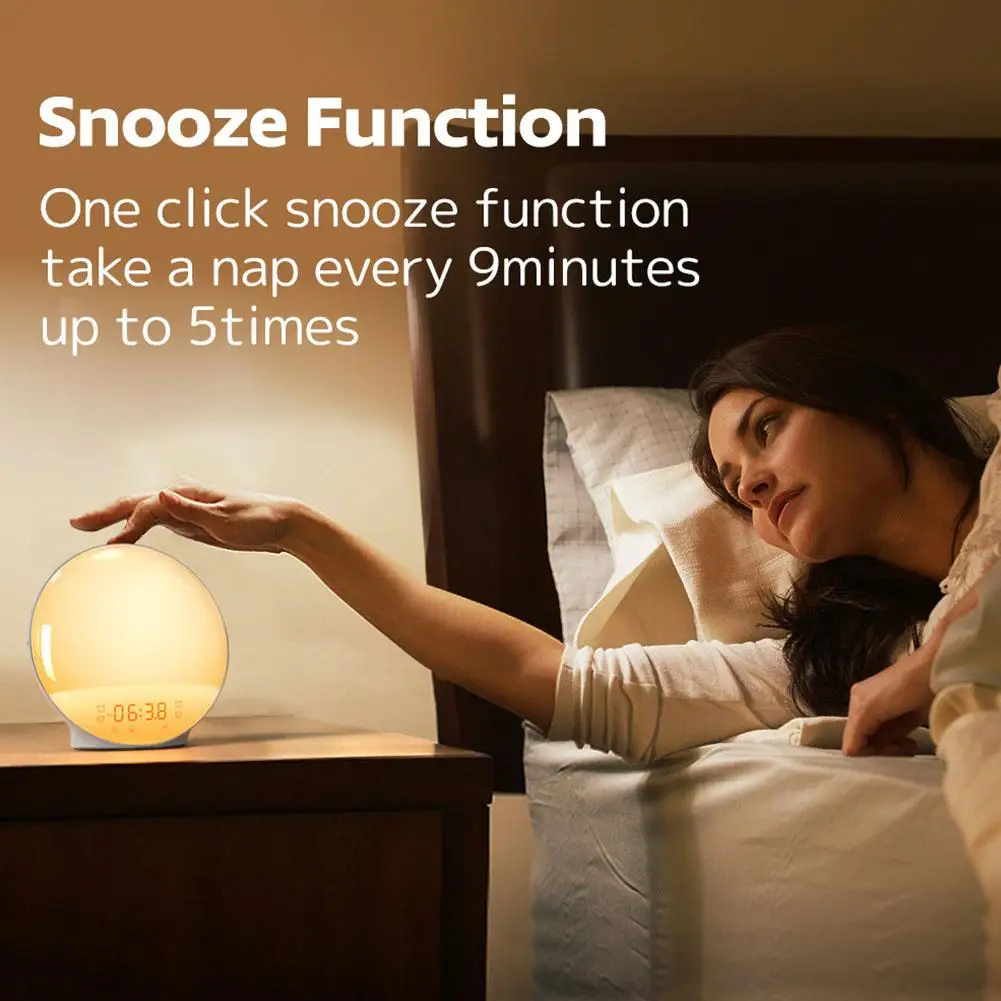 Simulated Sunrise Wake Up Light LED Electronic Alarm Clock Light Colorful Atmosphere Bedside Light Children Wake Up Light