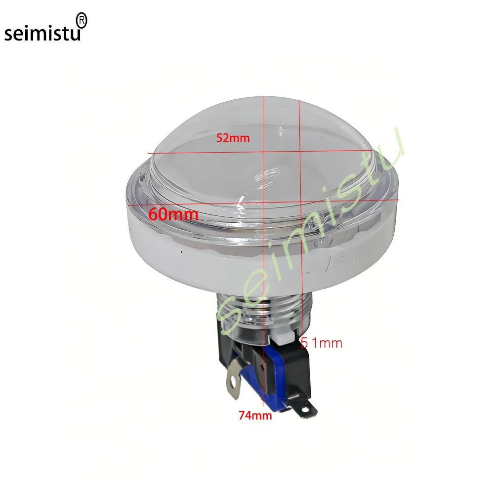 Arcade-Druckknopf 60mm Konvex LED-Beleuchtung 12V Beleuchteter Knopf für Video-Münzspielautomaten, Verkaufsautomaten, Greifautomaten, Flipper-Ersatzteile – Detail 6