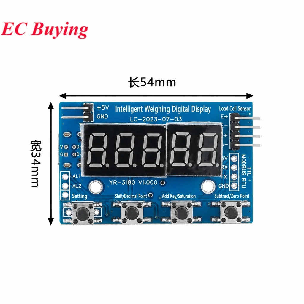 1-5 szt. Moduł czujnika wagowego HX711 z wyświetlaczem, 24-bitowy przyrząd do ważenia, elektroniczna waga, Type-C TTL Modbus RTU — zdjęcie produktu 6