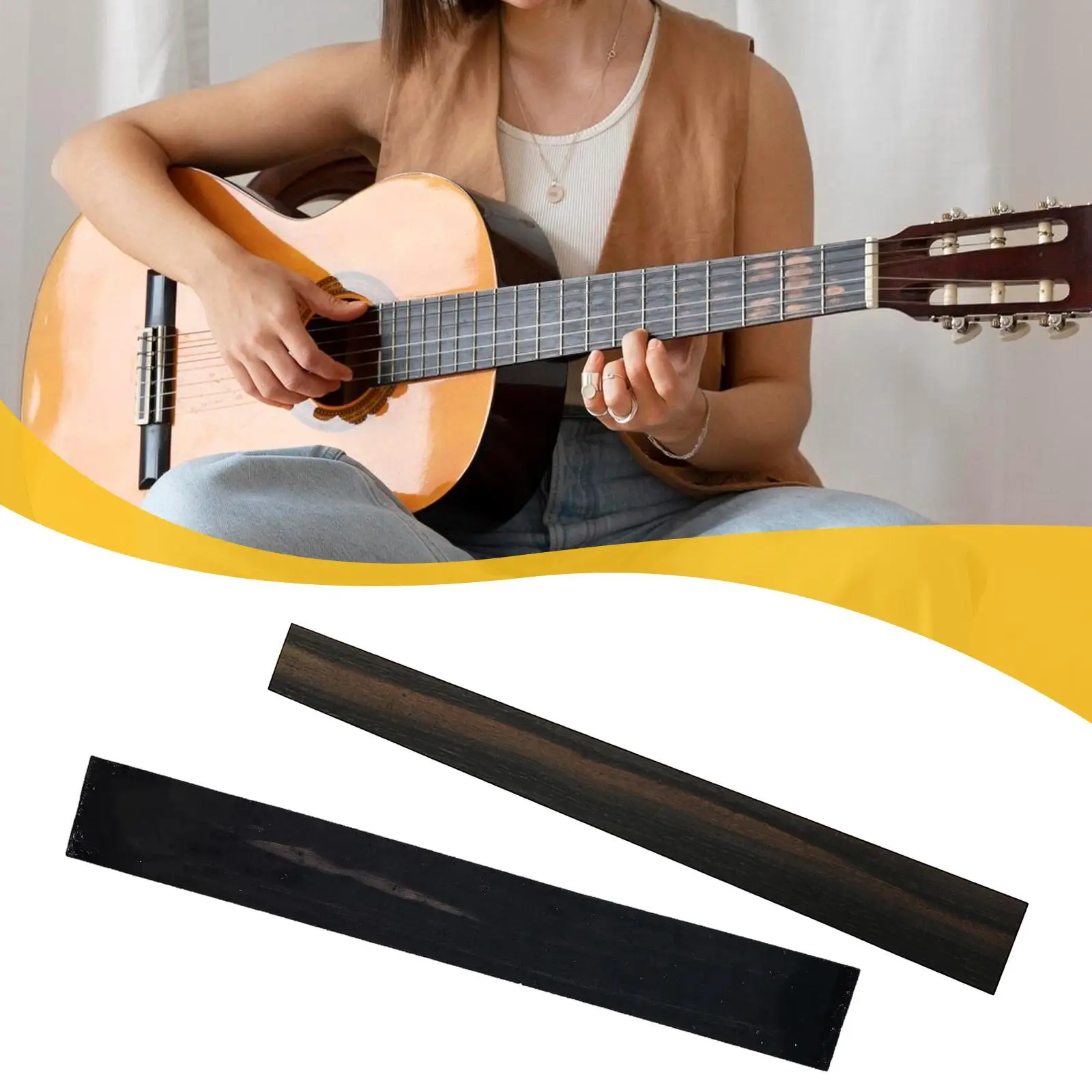 

Гриф для гитары из черного дерева, профессиональная запасная часть, простая в установке, компактная деревянная замена для гитарных деталей, накладка на гриф