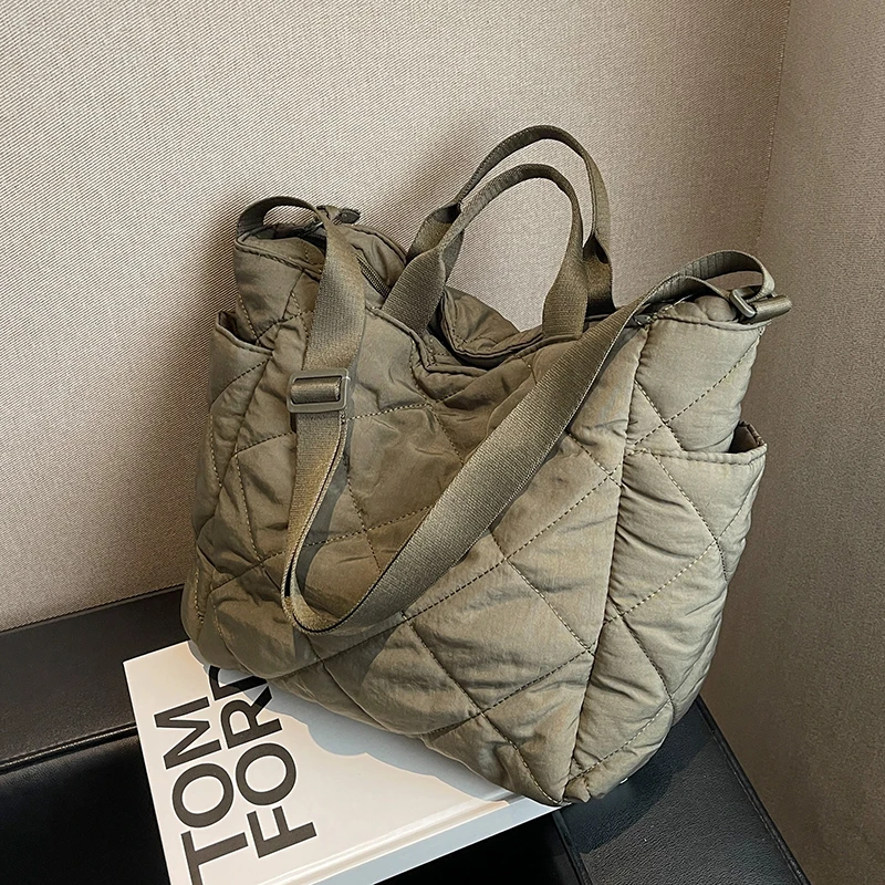 Grote Capaciteit Tassen Voor Vrouwen Schouder Side Bag Mode Ruimte Katoen Shopper Boodschappentassen Leuke Dames Totes 2022 Winter