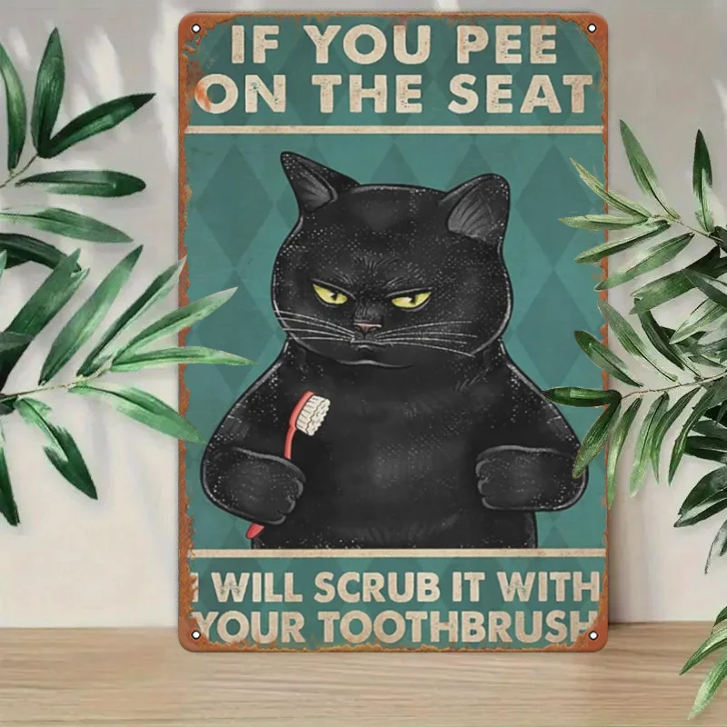 Funny Black Cat Vintage Metal Tin Sign 