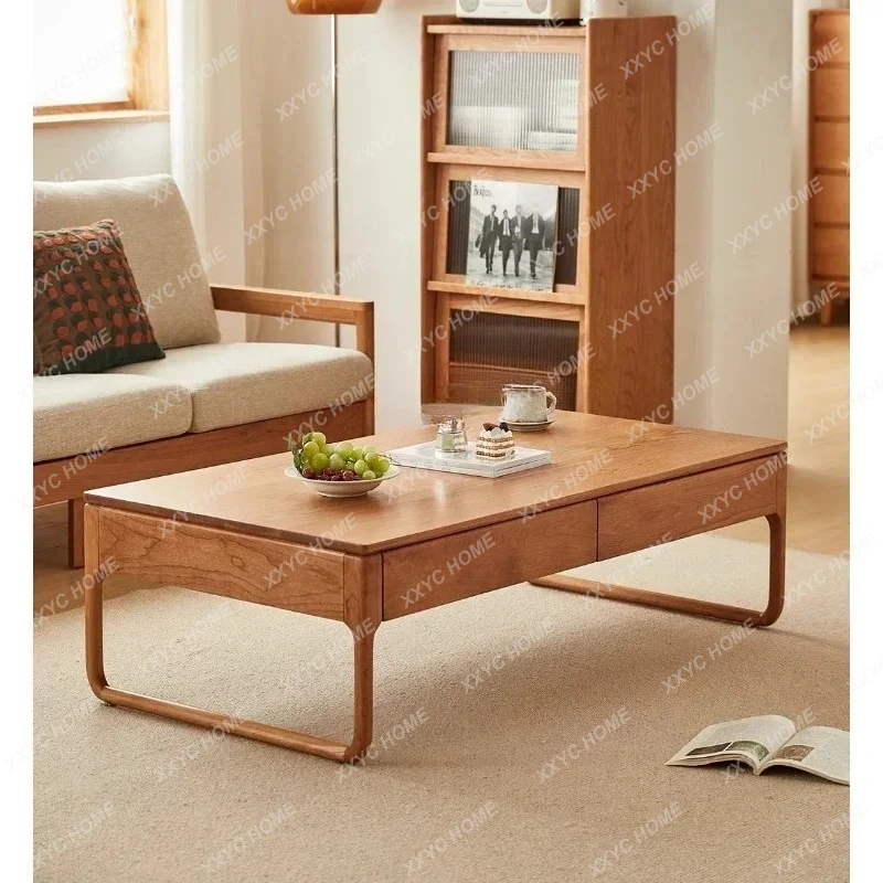 all solid wood coffee table cherry wood living room tea table square table TV cabinet  combination