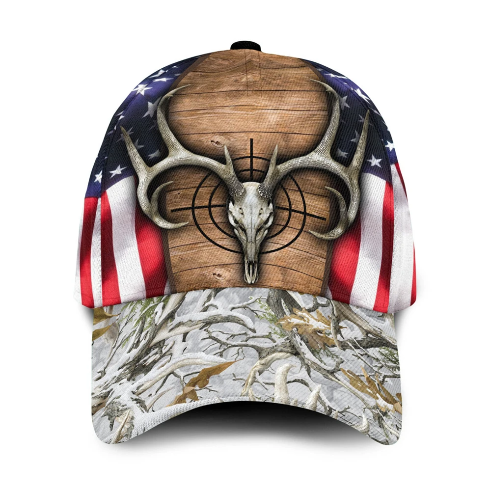 Baseball Cap Love Deer Skull Hunting Printed Snapback Hats Men Women Adult Hip Hop Headwear Outdoor Casual Sun Visor