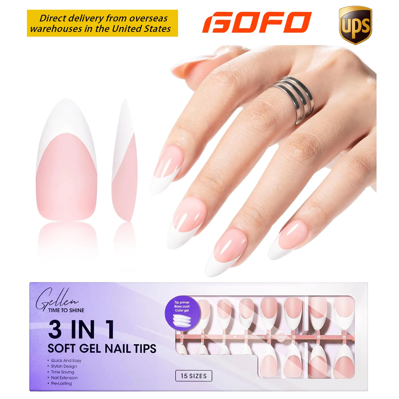 

GELLEN Soft Gel Nail Tips 150Pcs Almond Medium Press on False Nails Kit French Pink Color DIY Manicure Supplies for Women Salon