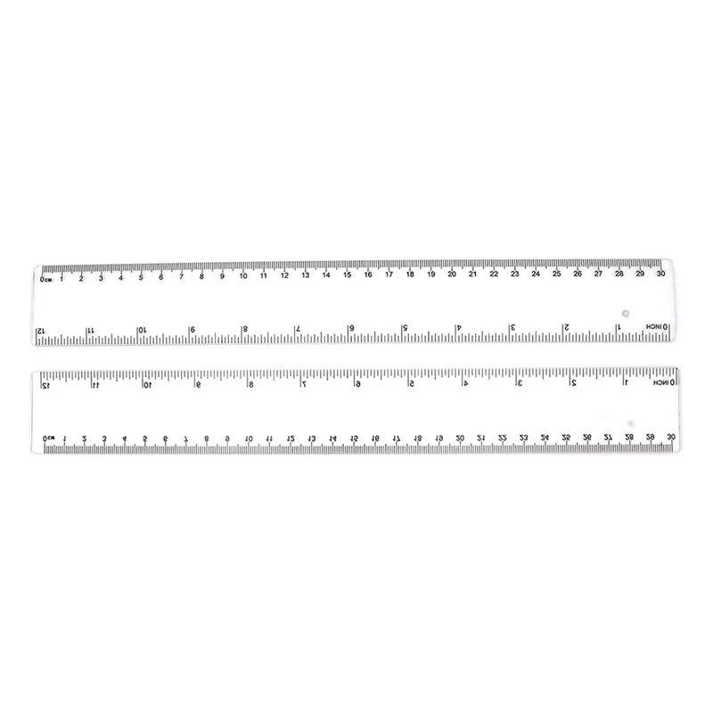 2 Packs Plastic Ruler Measuring Tools, Suitable For Schools, Offices, With Inches And Metric (Transparent, 12 Inches)