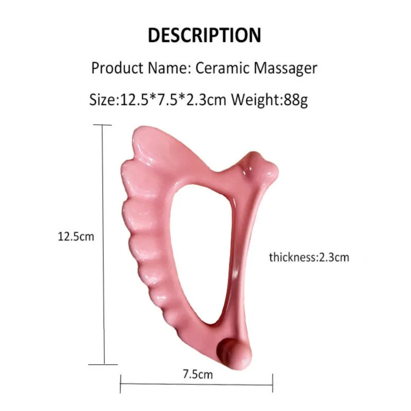 Ceramic scraping therapy for facial and body massage. Beauty meridian brush and muscle-stretching rod.