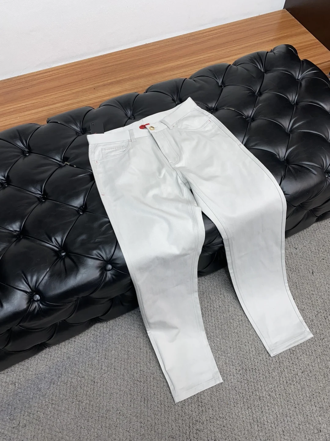 

New 2025ISia Men's Denim Pants Thick Business High Gram Composite Cotton Straight Comfortable Luxury Grey Casual Pants