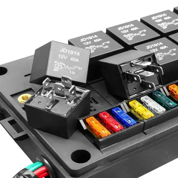 12V fuse relay box 15 slots with pre-wiring, universal multi-function relay for cars and trucks