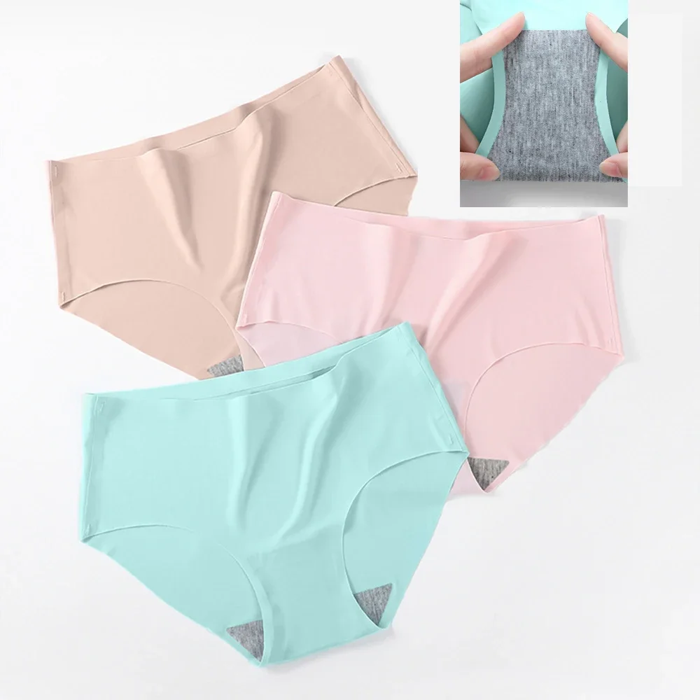 

9 Pcs Seamless Ice Silk Panties for Women Breathable Soft Comfort, Solid Color Teen Girls Panty, One-Piece Design
