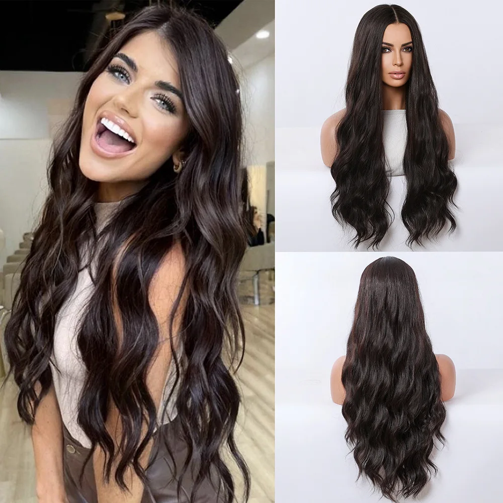 

Wig Women Daily Medium Wig Full Head Hairstyle Black Brown Wool Curly Long Curly Hair Chemical Fiber Mechanism Wig Headgear