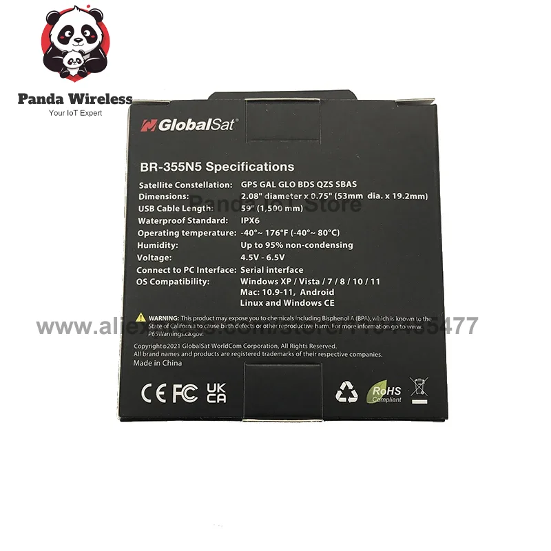 1PCS BR-355N5 Cable GPS Receiver-GlobalSat G-Mouse PS2 Interface Magnetic High-Precision Navigatio RS232 GNSS Replaces BR355S4