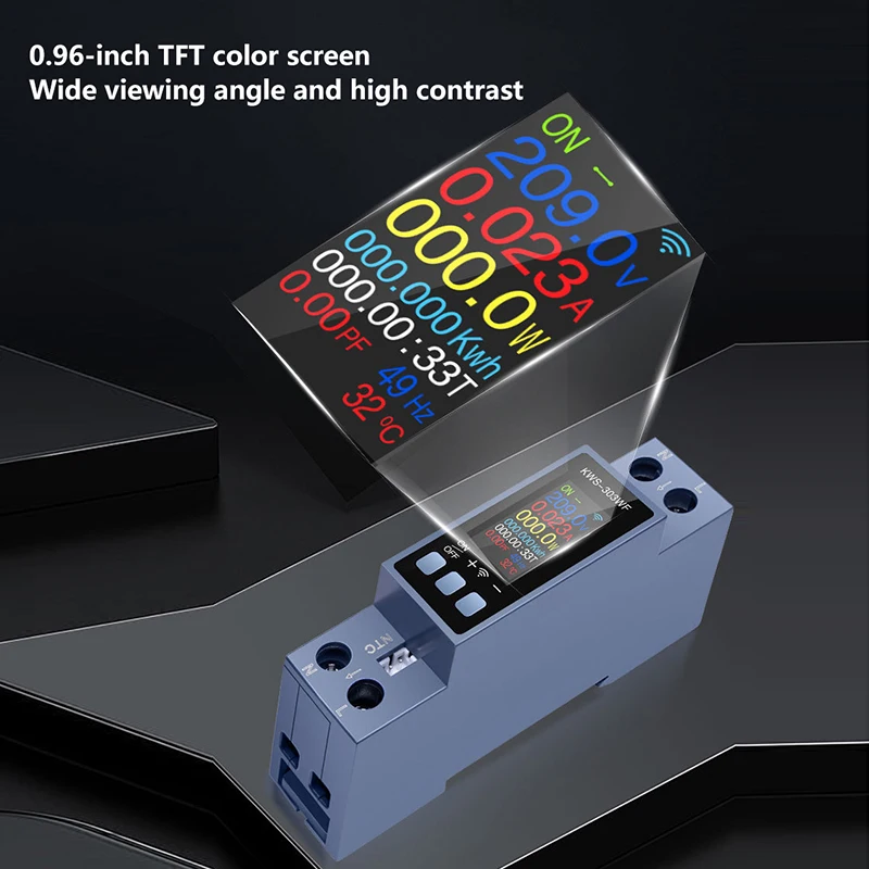 85-290V/40A Voltage Current Meter Electricity Consumption Meter WiFi Power Meter Din Rail 2P AC Energy Meter APP Control