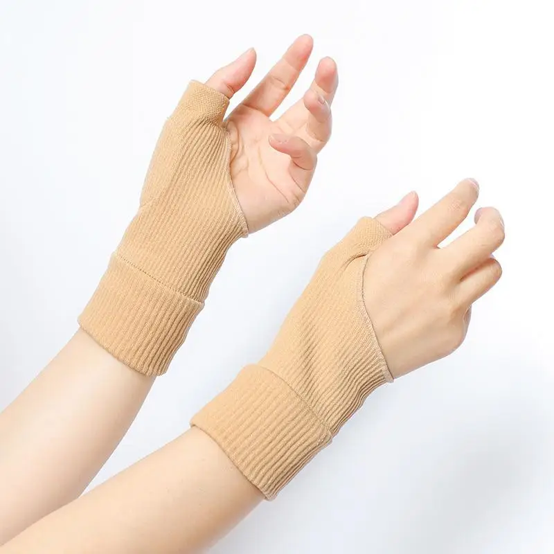 1 Paar Handgelenk- und Daumen-Kompressionshandschuhe, atmungsaktive Stützbandage, gestrickte Fingerpolster für Verletzungen, Sport-Sicherheits-Handgelenkbandage – Detail 7