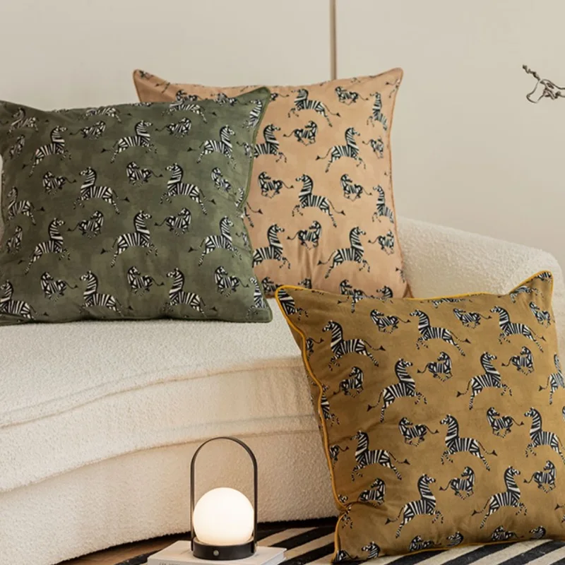 Zebra Pillows Velvet Cushion Case 45x45 55x55 30x50 Luxury Big Square Decorative Pillow Cover For Sofa Home Decorations