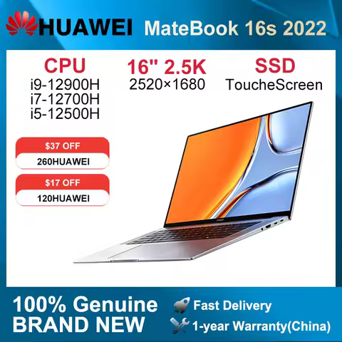 2022 HUAWEI MateBook 16s Laptop i5-12500H/ i7-12700H/ i9-12900H 16GB 512GB/1TB Notebook 16-inch 2.5K Touchscreen SSD Netbook