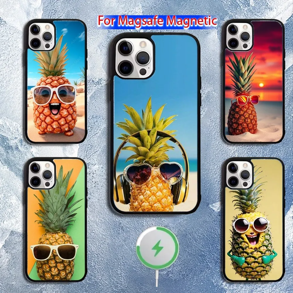 

Fruit Art Cute Pineapple Phone Case For iPhone 16,15,14,13,12,11,Pro,Max,Plus,Mini,Magsafe,Magnetic Wireless Charging Case