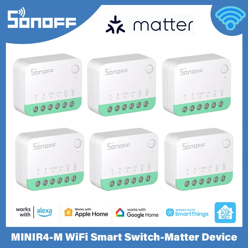 SONOFF MINIR4M WiFi Smart Switch Smart Home Switch Detach Relay Matter Compatible eWeLink Voice Control Alexa Google Assistant