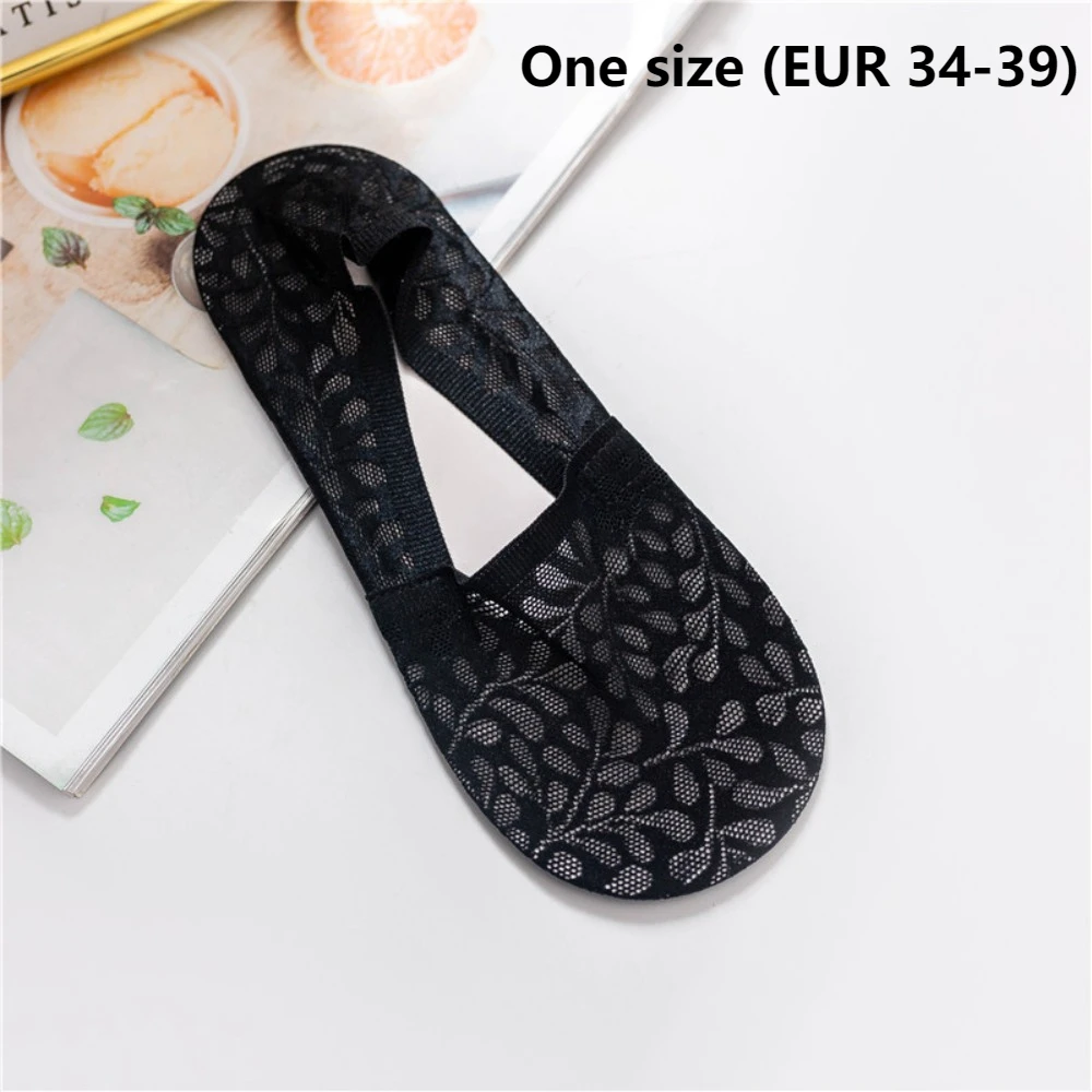 Calcetines de silicona antideslizantes para mujer, medias cortas transpirables de malla con flores, tobilleras invisibles de encaje Sexy para verano