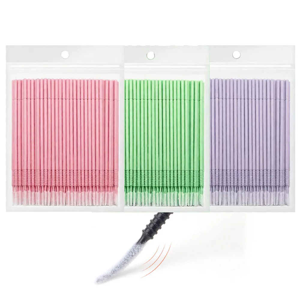 500pcs Eyelash Extension Cleaning Swabs Long/Short Tip Lash Lift Glue Remover Applicators Micro Brushes Tool for Makeup