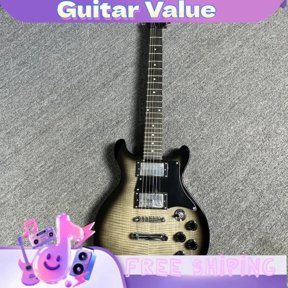 Black-to-Gray Sunburst Electric Guitar Studio Mahogany Body  Rosewood Fingerboard Dot Position Markers HH Pickup