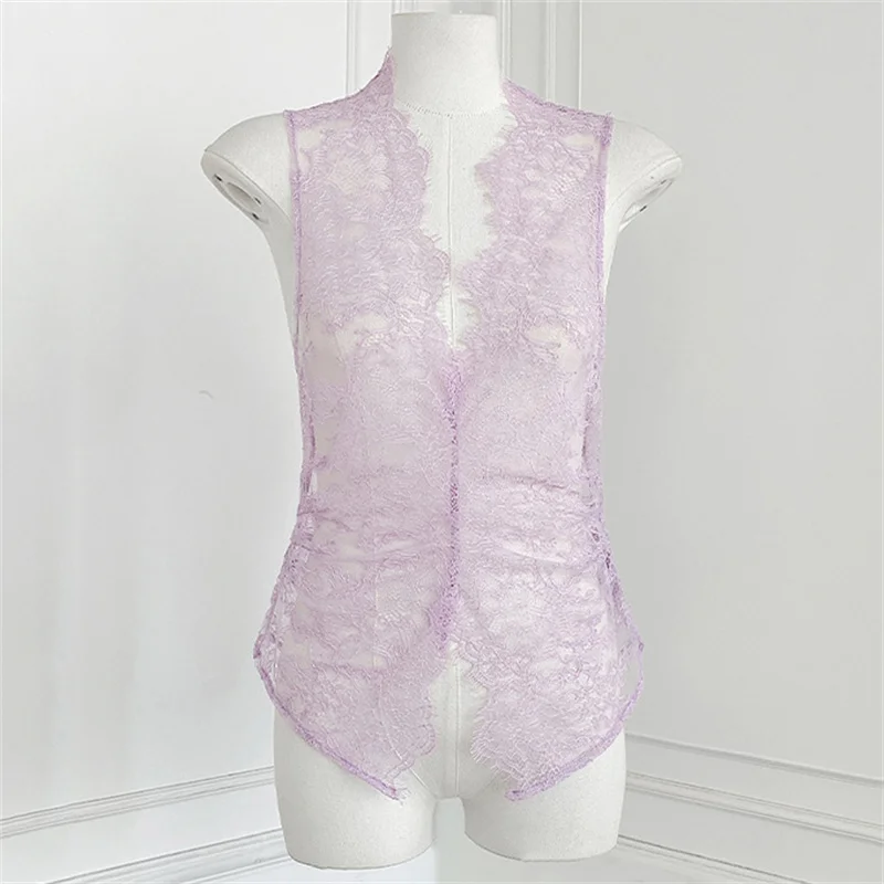

Women's vest New sexy perspective V-neck sleeveless top for spring 2026 Lace flower embroidered tank top women's tops y2k Corset