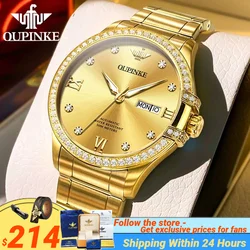 OUPINKE Japan Imported Automatic Movement Mechanical Watch for Men Diamond Watch Sapphire Mirror Date Waterproof Wristwatch Man