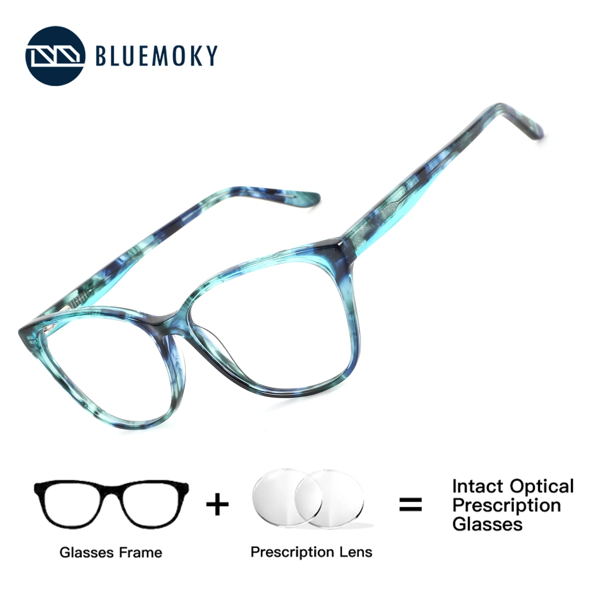 

BLUEMOKY Cat Eye Acetate Prescription Glasses Women Photochromic Anti Blue Light Varifocal Optical Eyewear Lady
