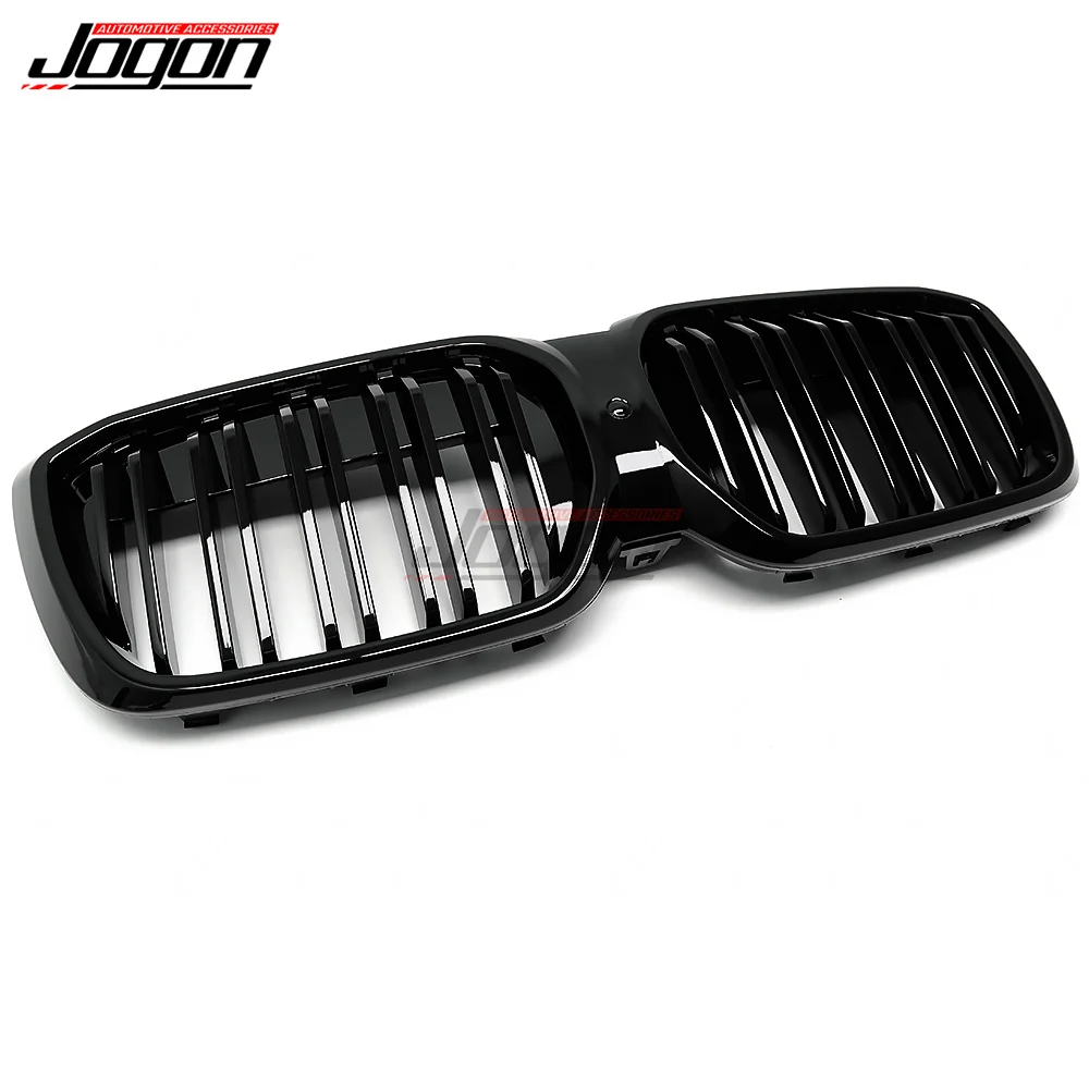 2 Slats Front Grill For BMW ix3 Series G08i 2022 Front Bumper Grilles Hood Mesh Racing Grills Glossy Black Exterior Upgrade