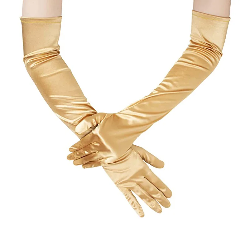 55cm long teen girl club wear Satin Gloves Wedding Performance elegant Ball Gloves Clothing Accessories Dance Gloves