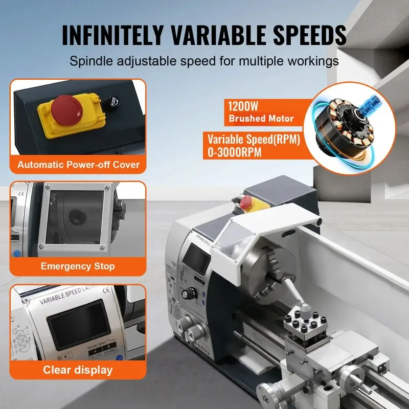 

【Premium】SIHAO Professional-Grade Mini Metal Lathe | Multi-Size, Vari le Speed & Large Swing | Precision Compound Rest & Tailsto