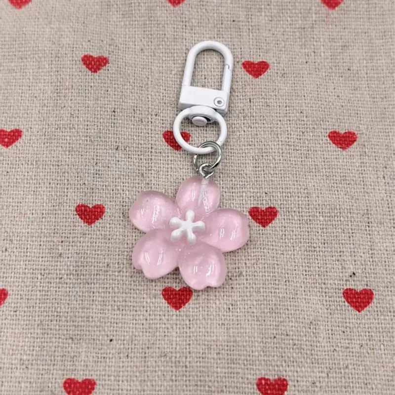 Lovely Jelly Color Sakura Keychain Creative Flower Pendant Cute Backpack Hanging Ornament Perfect Couple Gift