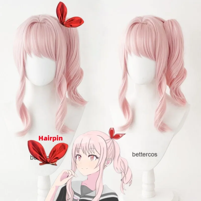 

Akiyama Mizuki Pink 40cm Cosplay Wig Project SEKAI COLORFUL STAGE! Curly Heat Resistant Synthetic Hair Wigs + Wig Cap