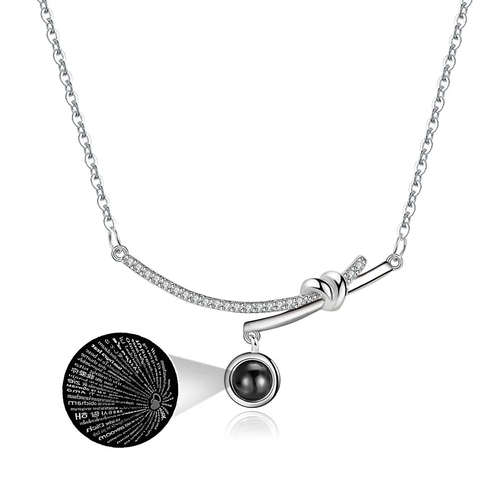 

Ожерелье из стерлингового серебра 925 пробы, многоязычный кулон с цирконием 520, женская мода, простой подарок на день рождения, юбилей, ювелирное изделие