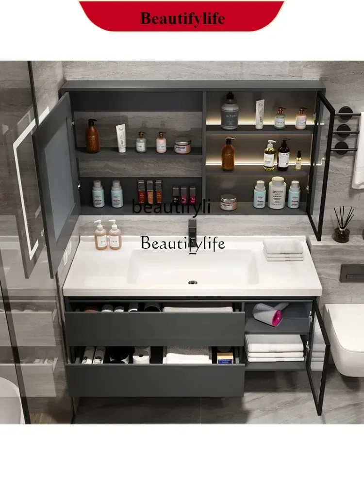 Ceramic Whole Washbin Bathroom Cabinet Combination Bathroom Washbasin Wash Basin Light Luxury Washstand Set Modern Minimal