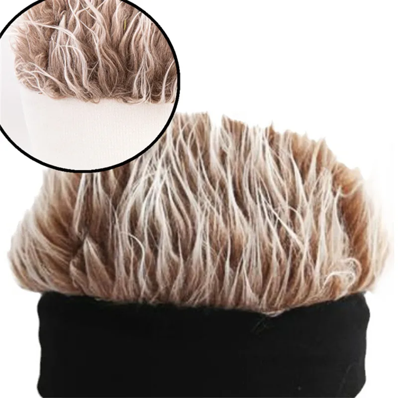 Gorras con Peluca Divertidas: Gorras de Pelo Corto para Mujer y Hombre; Gorro Hip Hop Urbano con Pelo Imitación de Púas, Gorras Vintage