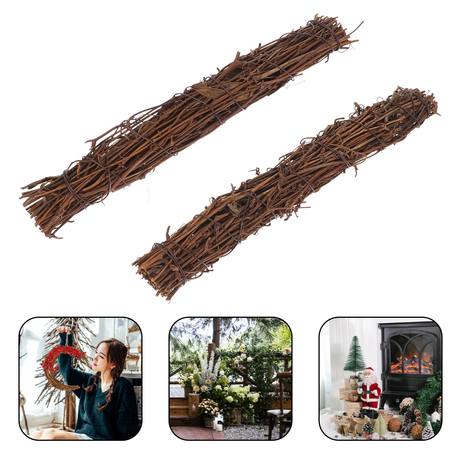 

2pcs Diy Wreath Frame Natural Grapevine Lintel Decoration Craft Material For Christmas Party Home Wall Hanging Floral