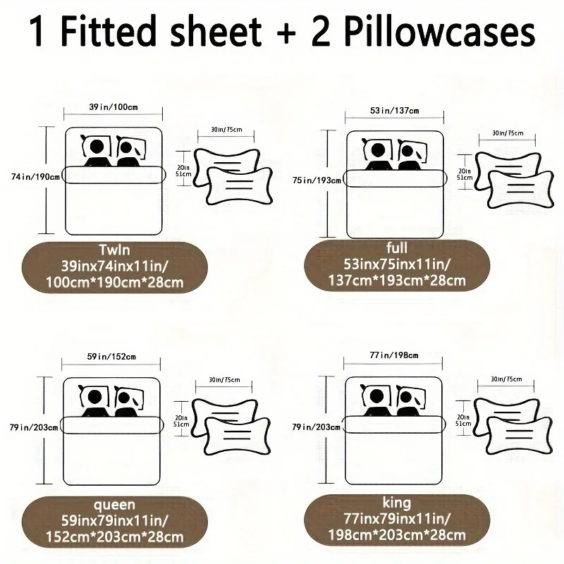 Fitted Sheet  Gray and Black King Pattern Soft and Comfortable Bedding and Bed Cover Set for Bedroom Dormitory Decoration