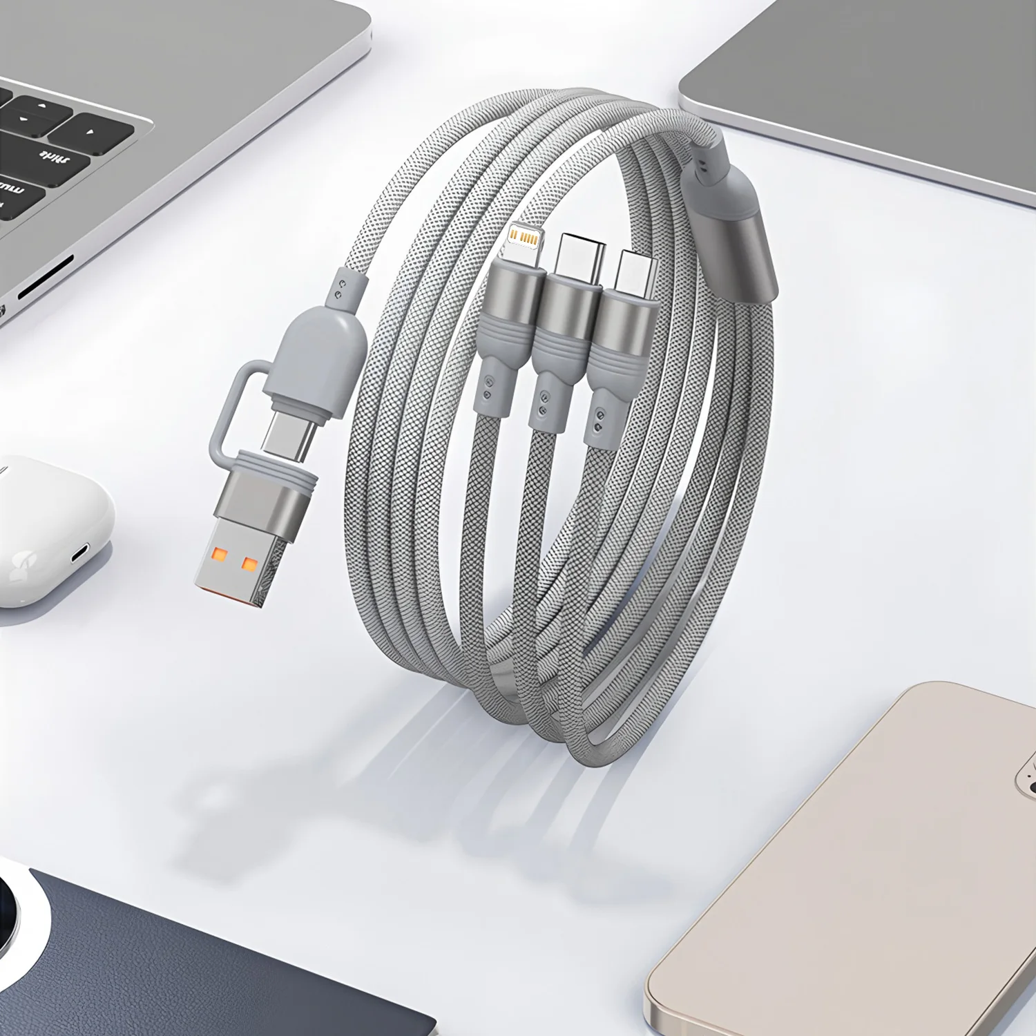 كابل شحن متعدد منافذ USB 3 في 2 من النوع C وسلك شاحن صغير لهاتف iPhone 17/16/15 #2