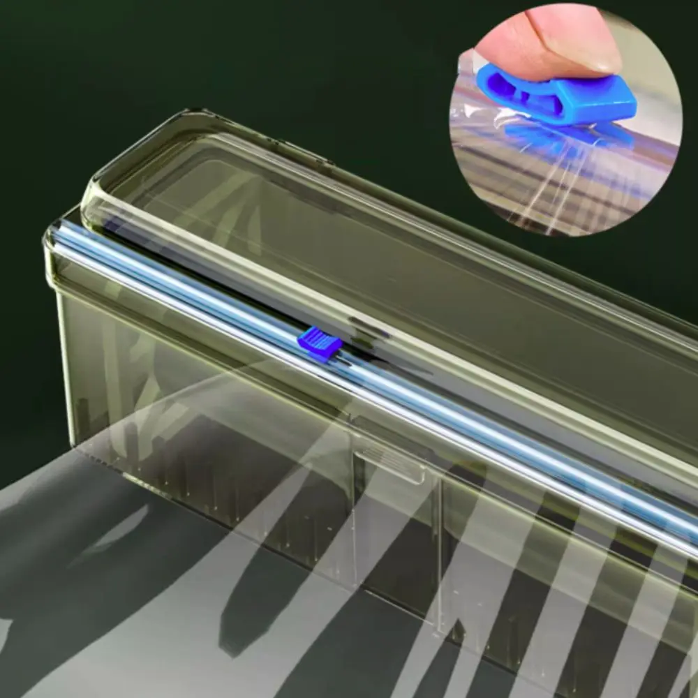 Plastic Cling Wrap Dispenser Universal with Suction Cups Aluminum Foil Film Dispenser Refillable Cling Film Organizer