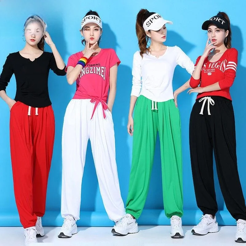 

New Faion Square Dance Outfit ort Sve Casual Fitn Performance Clothes Cotton Blend Tee-acetate Fiber