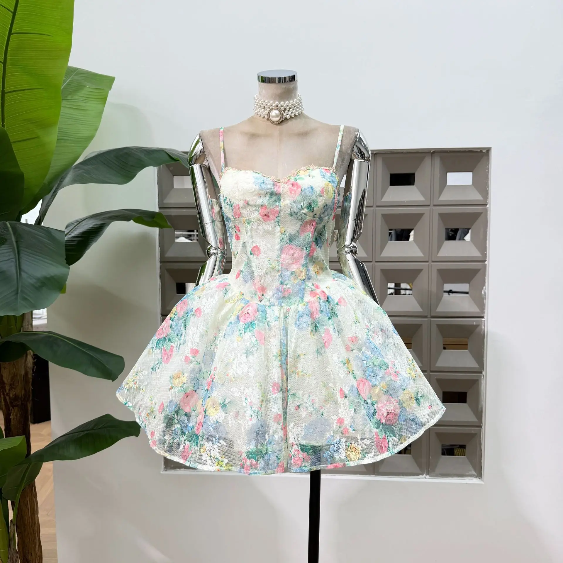 

Women's Elegant Mint Green Lace Corset Dress Spaghetti Strap Tulle Mini Dress Sexy Birthday Party Evening Gowns Cocktail Vestido