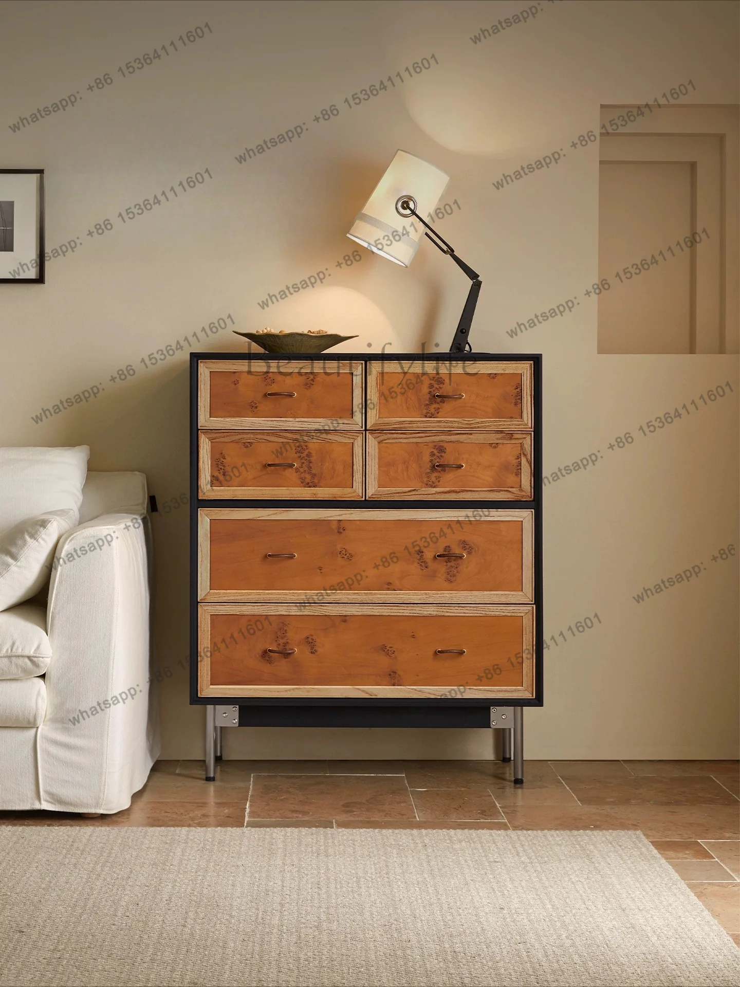 

Solid wood, living room storage cabinet, storage drawer cabinet, bedroom bedside cabinet, medieval TV side cabinet